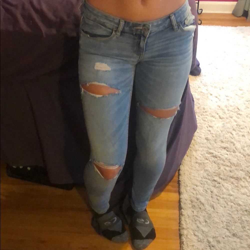 Hollister jeggings light wash distressed